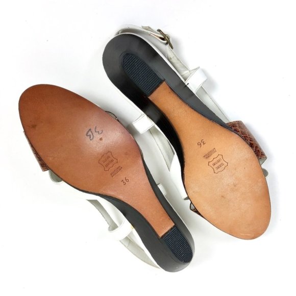 SALE ! Vintage Croc Leather Strappy Wedge Sandals - Picture 7 of 8